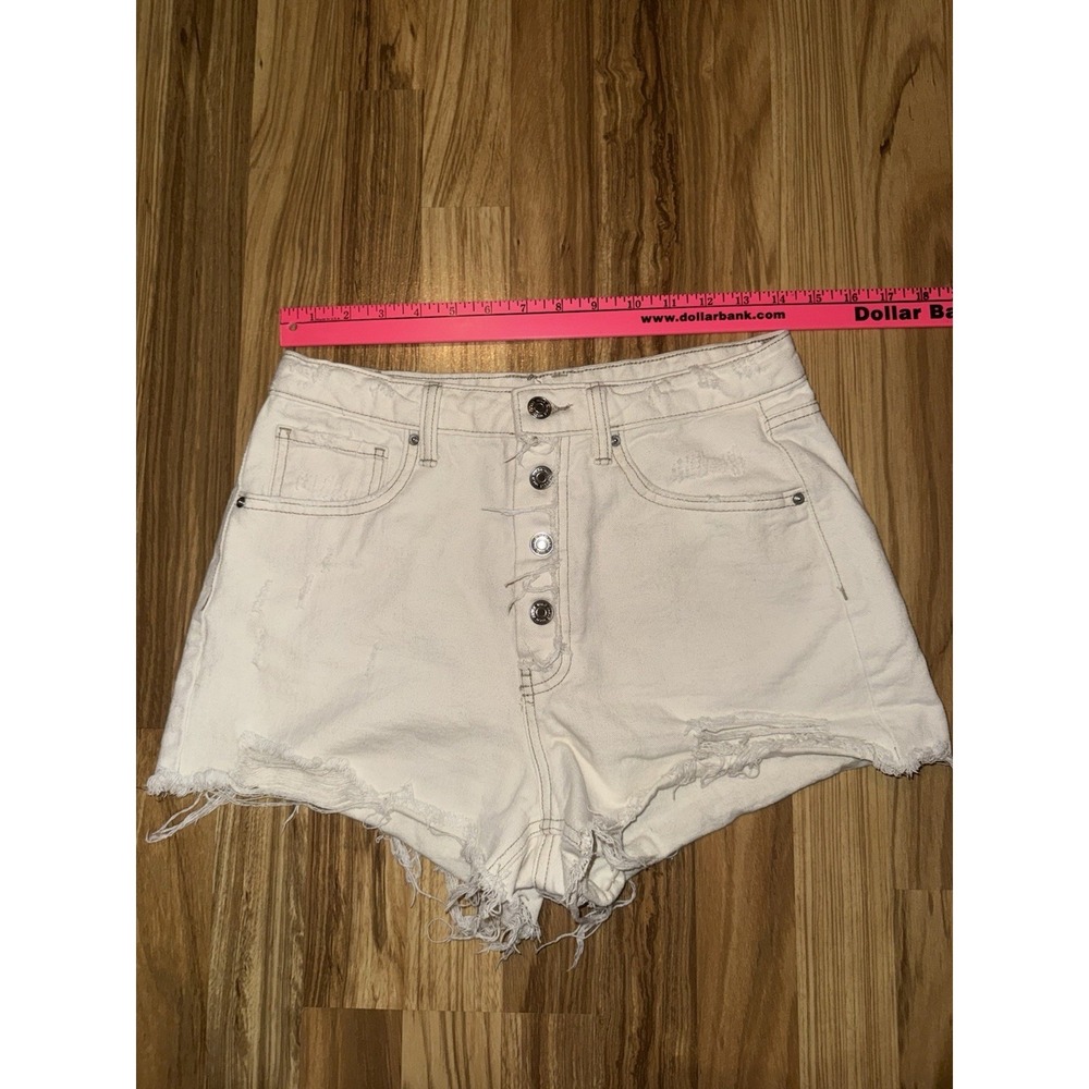 Wild Fable Women's Sz 6 Super High Rise Cutoff Off-White Denim Jean Shorts‎